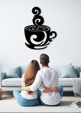 Деревянная картина на кухню, декоративное панно из дерева "Кофе на двоих", минималистичный стиль 40х30 см Woodyard (291842966)