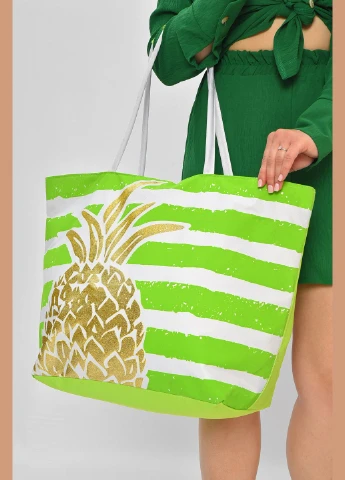 Сумка пляжна жіноча салатового кольору з принтом Let's Shop (337115568)