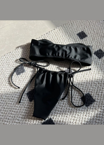 Чорний демісезонний купальник роздільний чорний із трояндами No Brand 6990