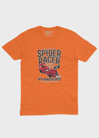 Помаранчева демісезонна футболка для дівчинки з принтом супергероя - людина-павук (ts001-1-ora-006-014-071-g) Modno