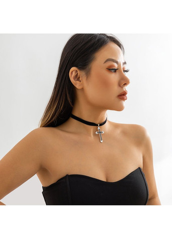 Чокер жіночий на шию, елегантний оксамитовий, з хрестом "Secret" ( ) China (367623295)