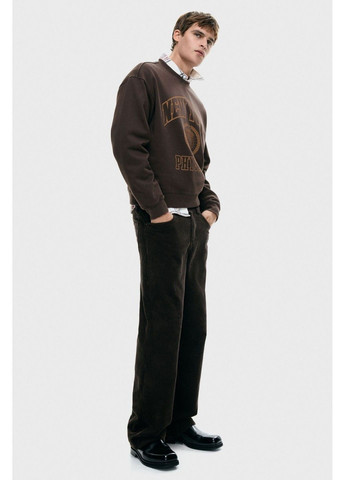 Коричневый мужской свитшот loose fit с принтом (58688) s коричневый H&M (367377288)