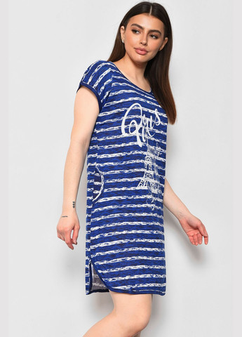 Нічна сорочка жіноча батальна темно-синього кольору Let's Shop (289456907)