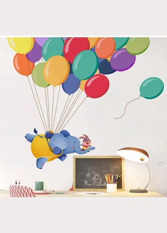 Наклейка на стену Слон на воздушных шариках (лист 60 х 90 см) Б146-1 BRUP (302319119)