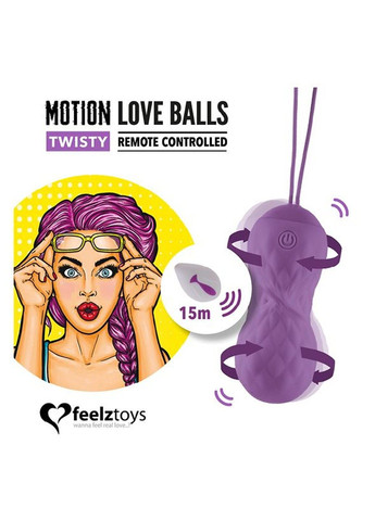 Вагінальні кульки з масажем і вібрацією Motion Love Balls Twisty з пультом ДК, 7 режимів FeelzToys (292786759)