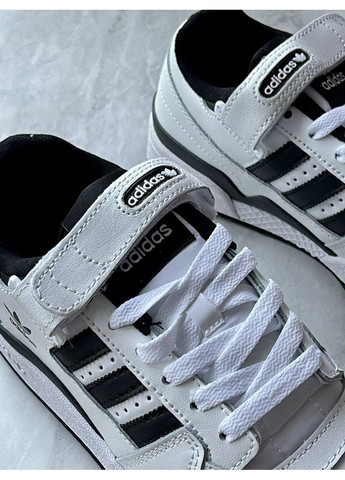 Білі Осінні кросівки чоловічі і жіночі adidas forum low white black | адідас форум низькі білі No Brand