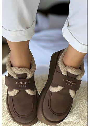 Зимние угги лоферы коричневые на липуке. No Brand (366183710)