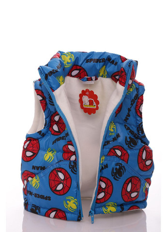 Жилетка на флісі для хлопчика з кишенями із принтом спайдермена блакитна 110 см (45026) BABYKROHA (297199324)