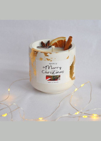 Ароматична свічка ручної роботи із соєвого воску «Mulled wine» SP2393, 130 г у гіпсовому кашпо Spokiy (315765847)