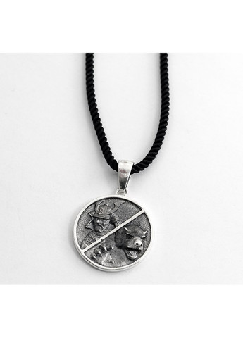 Кулон самурай с медоедом 9589 Maxi Silver (366289068)