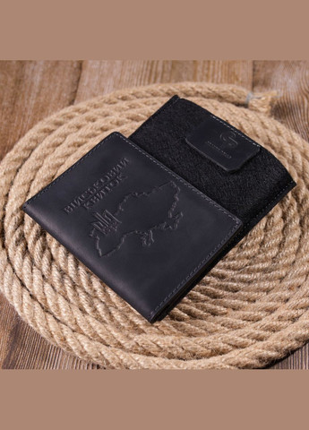 Стильная обложка на военный билет в винтажной коже Карта 16780 Черная Grande Pelle (331908325)