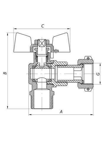 Кран з накидною гайкою 3/4" ГШМ ГАЗ КУТОВИЙ KR.221.G (KR0169) KOER (315506180)