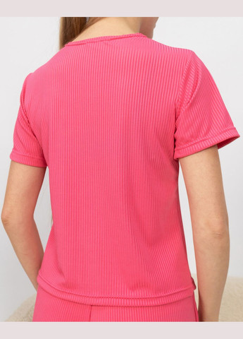 Рожева всесезон піжама жіноча з рубчику футболка і штани рожевий Maybel