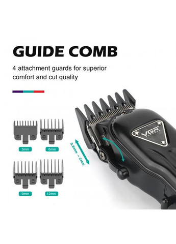 Акумуляторна машинка для стрижки (clipper) VGR V-051, 4 насадки, 2500 mAh, LED-дисплей MDR No Brand (371794037)