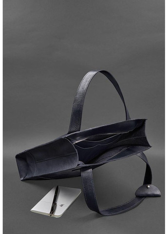 Кожаная женская сумка Бетси темно-синий краст BlankNote шоппер (348359217)