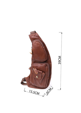 Мужская сумка с большим количеством карманов из натуральной кожи 22963 Коричневый Vintage (348358919)