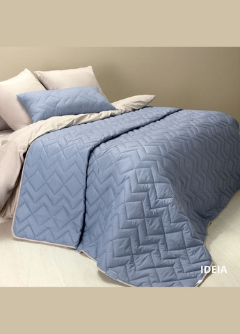 Покривало 240х260 см стьобане двостороннє якісна стібка мікрофібра джинс беж на ліжко, диван IDEIA (318506232)