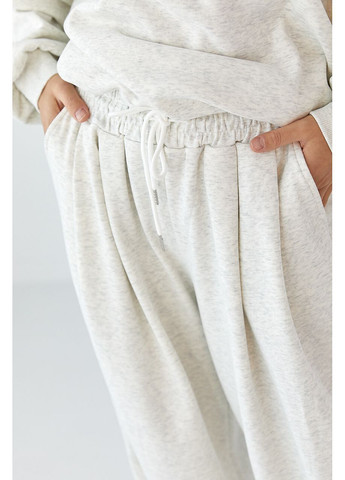 Теплый однотонный костюм со свитшотом и брюками со складками - темно-серый цвет Lurex (370602118)