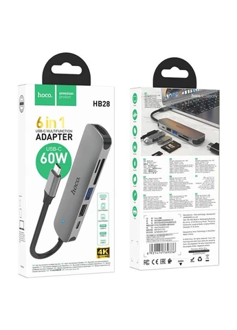 USB-хаб Type-C multi-function converter(HDTV+USB3.0+USB2.0+SD+TF+PD) (6931474769336) Hoco HB28 (398319770)