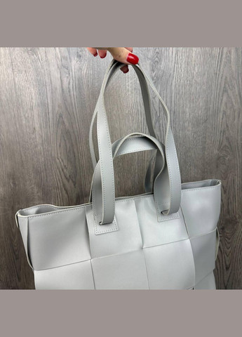 Велика жіноча модна сумка з двома ручками плетена чорна м'яка Бежевий Сірий No Brand (334729527)