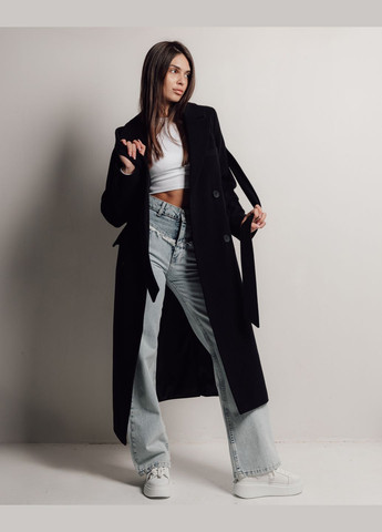 Чорне Пальто класичне двобортне чорне Monblan