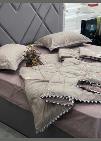 Постільна білизна сатин сімейний два покривала Бежевий (П4К-LG-005) Laura Grand (317564301)