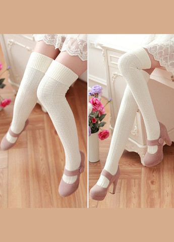 Панчохи з манжетом текстурні трикотажні однотонні молочні 18170 XXS-XL No Brand (307930889)