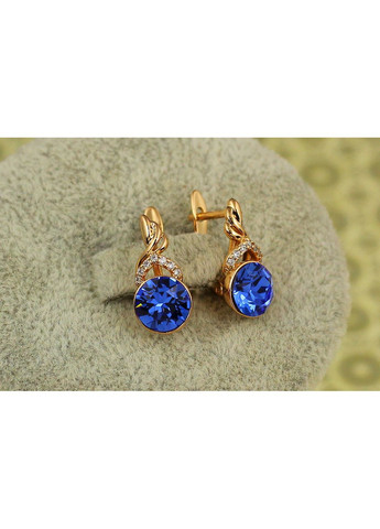 Серьги подвески Сваровски флакон с ярко-синими камнями 1,6 см золотистые love-shopping Xuping Jewelry (354655665)