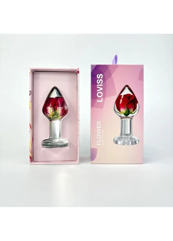 Роскошная анальная пробка с настоящей розой внутри прозрачная Rose Anal Plug Loviss (394455419)