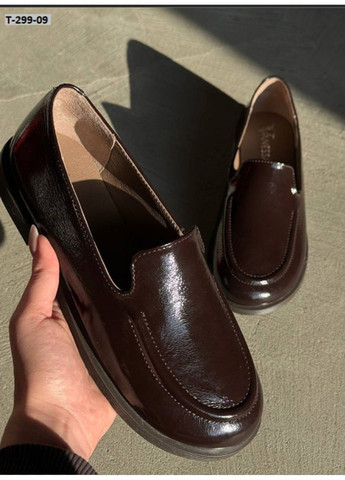 No Brand 336 Анатомічні Лофери Коричневі Лакові коричневий з натуральна шкіра, — демісезон (335365748)