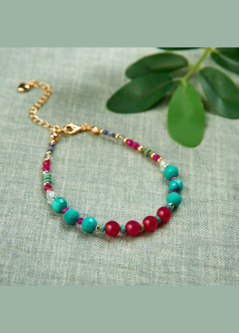 Браслет натуральный Рубин, Бирюза, Топаз, Сапфир, Лабрадор, фур-ра гип-ный сплав цвет золото d-6-2мм L-18-23см No Brand Браслет (323654090)