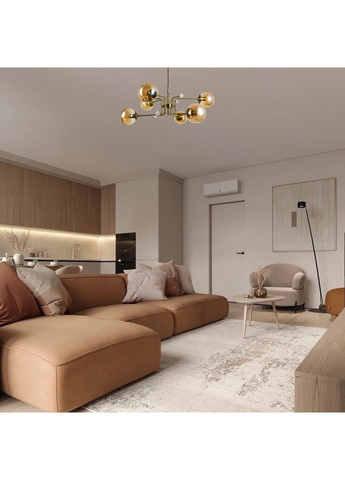 Підвісна бронзова люстра з кавовими плафонами на 6 ламп (909-XL3057-6 AB+BR) No Brand (370070648)