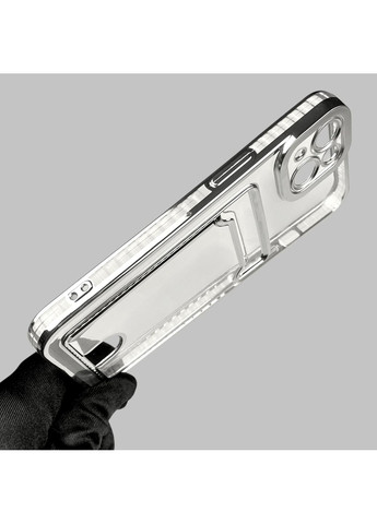 Чехол для iPhone 16 с серебряной окантовкой с карманом для карт на айфон 16 серебряный Apple (366019602)