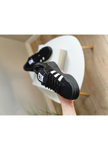 Чорні Осінні кросівки чоловічі і жіночі adidas campus x bad bunny black white | адідас кампус чорні білі No Brand