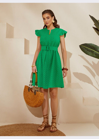 Зеленое короткое платье из прошвы зелёное Dressa