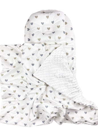 Набор 3в1 в КОЛЯСКУ №28 Сердечки серо-золотые с пледом RoyalBaby (335081808)