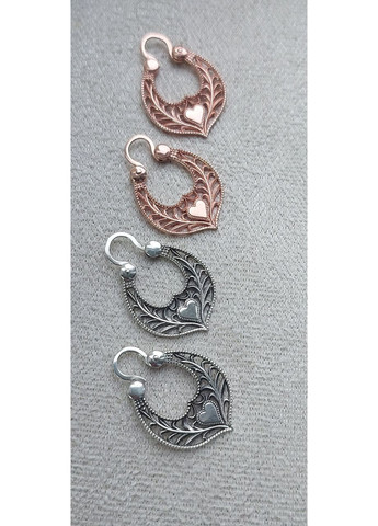 Сережки срібло калачі Серце 925 проби в позолоті, дукачі No Brand (368765763)