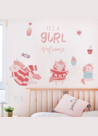 Виниловые наклейки на стены Единорог girl (лист 40 х 60 см) Б202-5 No Brand (302242101)
