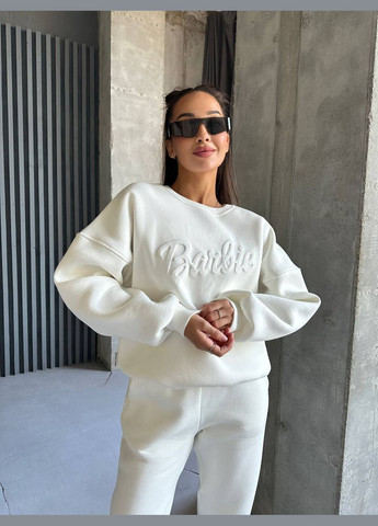 Теплий жіночий спортивний костюм Барбі сірий з манжетами No Brand (306375726)