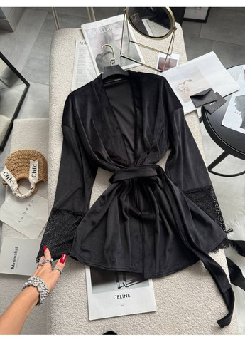 Жіночий велюровий халат з мереживними манжетами MonCher (370147695)