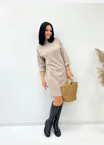 Кофейное теплое платье из двухсторонней ангоры Fashion Girl