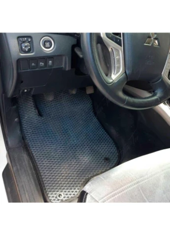 Комплект ковриков в салон на Mitsubishi Pajero Sport III (2015 - 2019) EVA/Ромб Черный + Черный Star-Tex (385136879)