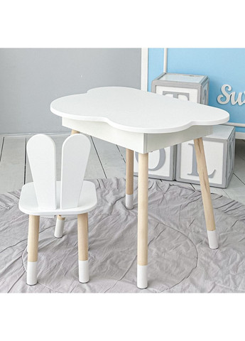 Столик облачко с поднимающаяся нишей 54х68х50 и стульчик ушки зайчика 26.5х26х25, стол и стул в детскую, No Brand (346535237)