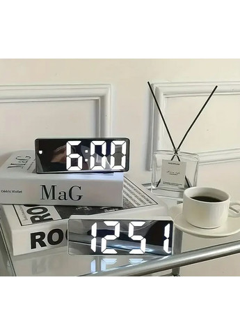 Електронний настільний LED годинник з будильником та температурою GH-0712L білий No Brand (369164709)