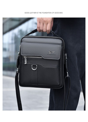 Мужская кожаная сумка черная с полукольцом Kangaroo (295376516)