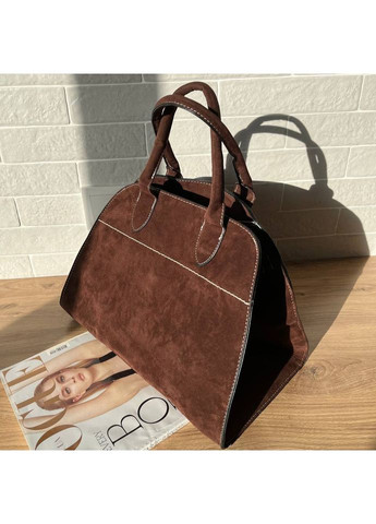 Класична велика сумка в темно коричневому кольорі в замшевій текстурі No Brand (362588061)