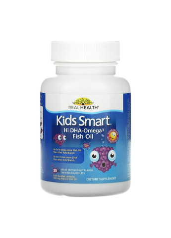 Рыбий жир для детей с высоким содержанием Омега3 и ДГК DHA Omega-3 Fish Oil 30 жевательных таблеток Bioglan (263515229)