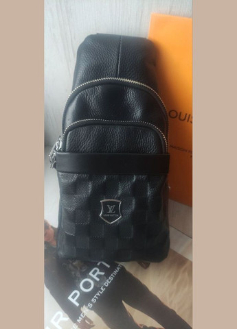 Чоловіча шкіряна сумка слінг black через плече No Brand (328390874)