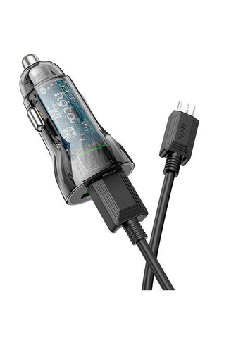Адаптер автомобільний Micro USB cable Transparent Discovery Edition dual port Z47 2USB, QC, 3A Hoco (293346650)