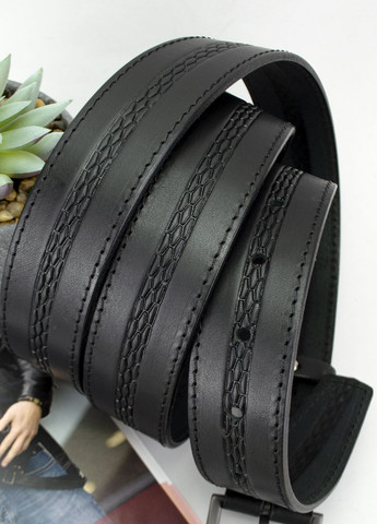 Ремень мужской кожаный батал SF-351 XXL (145 см) черный под брюки и джинсы SFIP (328198291)